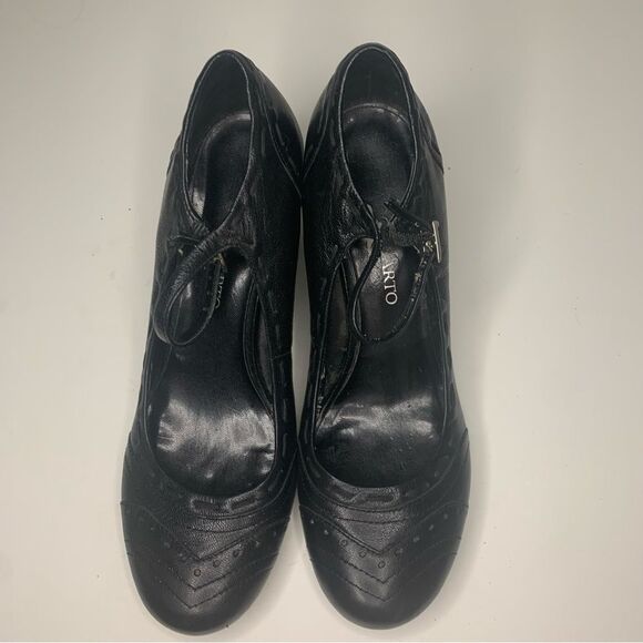 Franco Sarto Black Leather Mary Jane Heels Size 9.5 - Picture 2 of 13